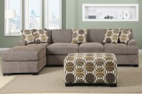 3 pieces Faux Linen Sectional Sofa with Ottoman (Slate)